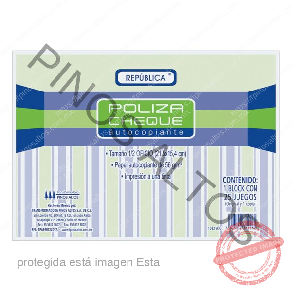 PÓLIZA DE CHEQUE 1/2 OFICIO AUTOCOPIANTE