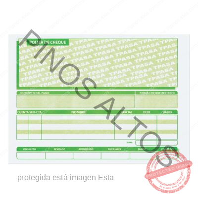 PÓLIZA DE CHEQUE 1/2 OFICIO AUTOCOPIANTE - Imagen 2