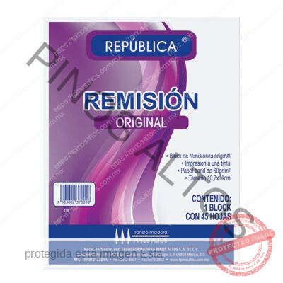 REMISIÓN REPÚBLICA 1/8 ORIGINAL