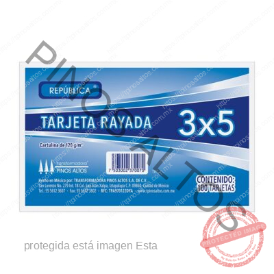 TARJETA 3X5 RAYA