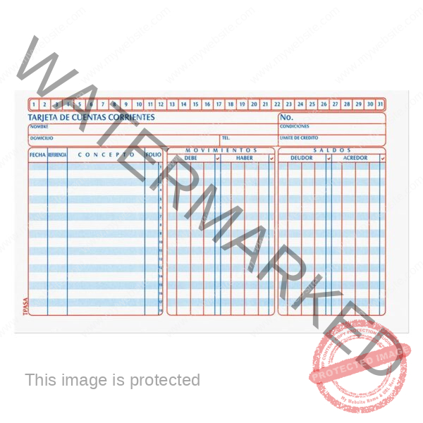 TARJETA DE CUENTAS CORRIENTES